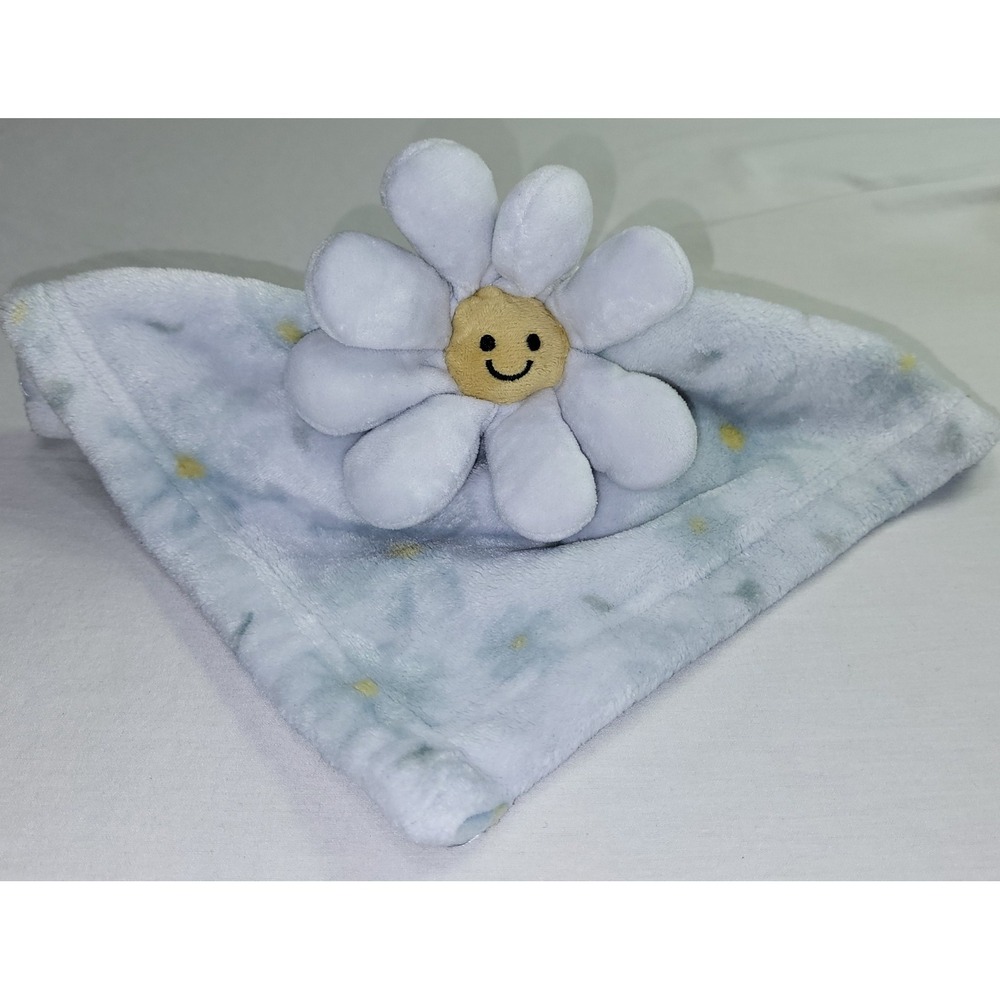 Lambs & Ivy Security Blanket Sweet Daisy Flower Blue White Plush Lovey